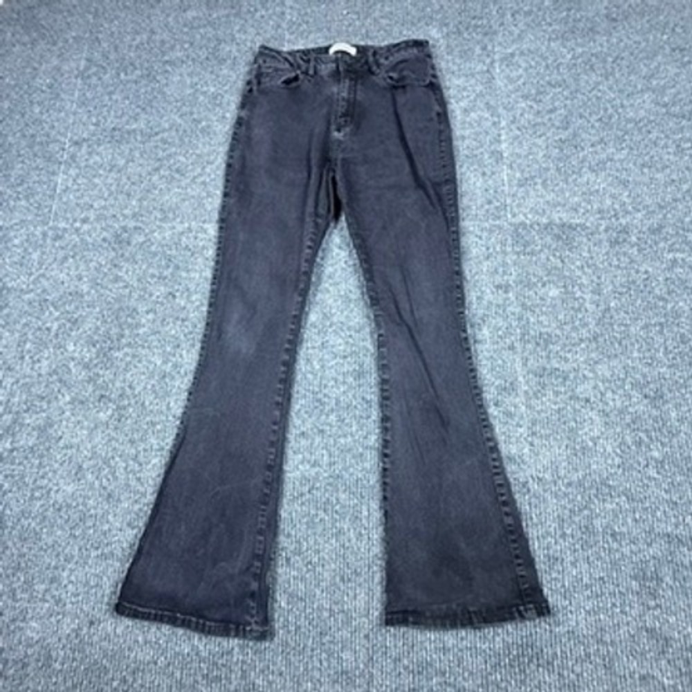 Vipones Womens High Rise Flared Jeans Washed Black Size 10 Style D105L